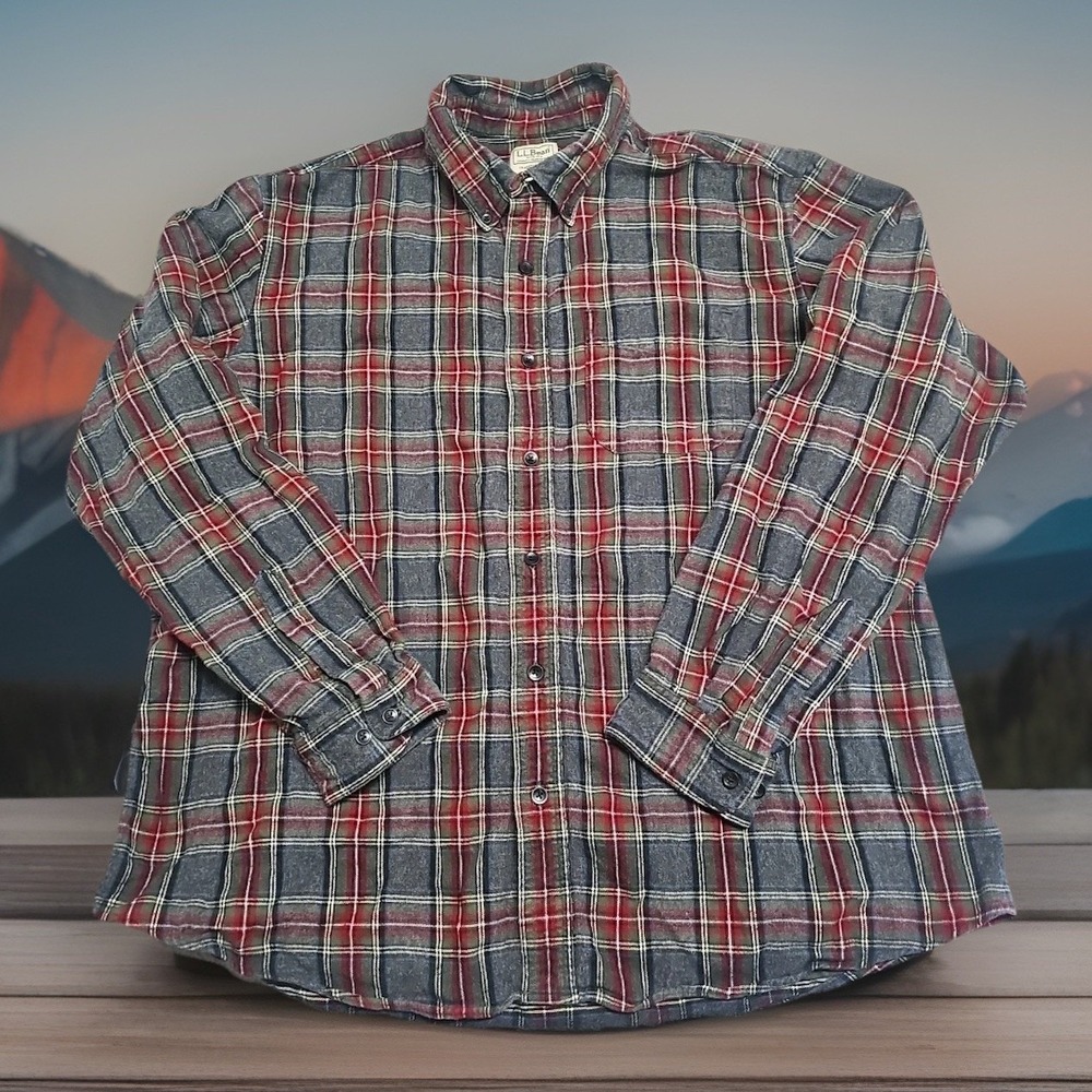 Vtg LL Bean Flannel Long Sleeve Shirt Men Traditional Fit Plaid Sz XL Preppy 90s
